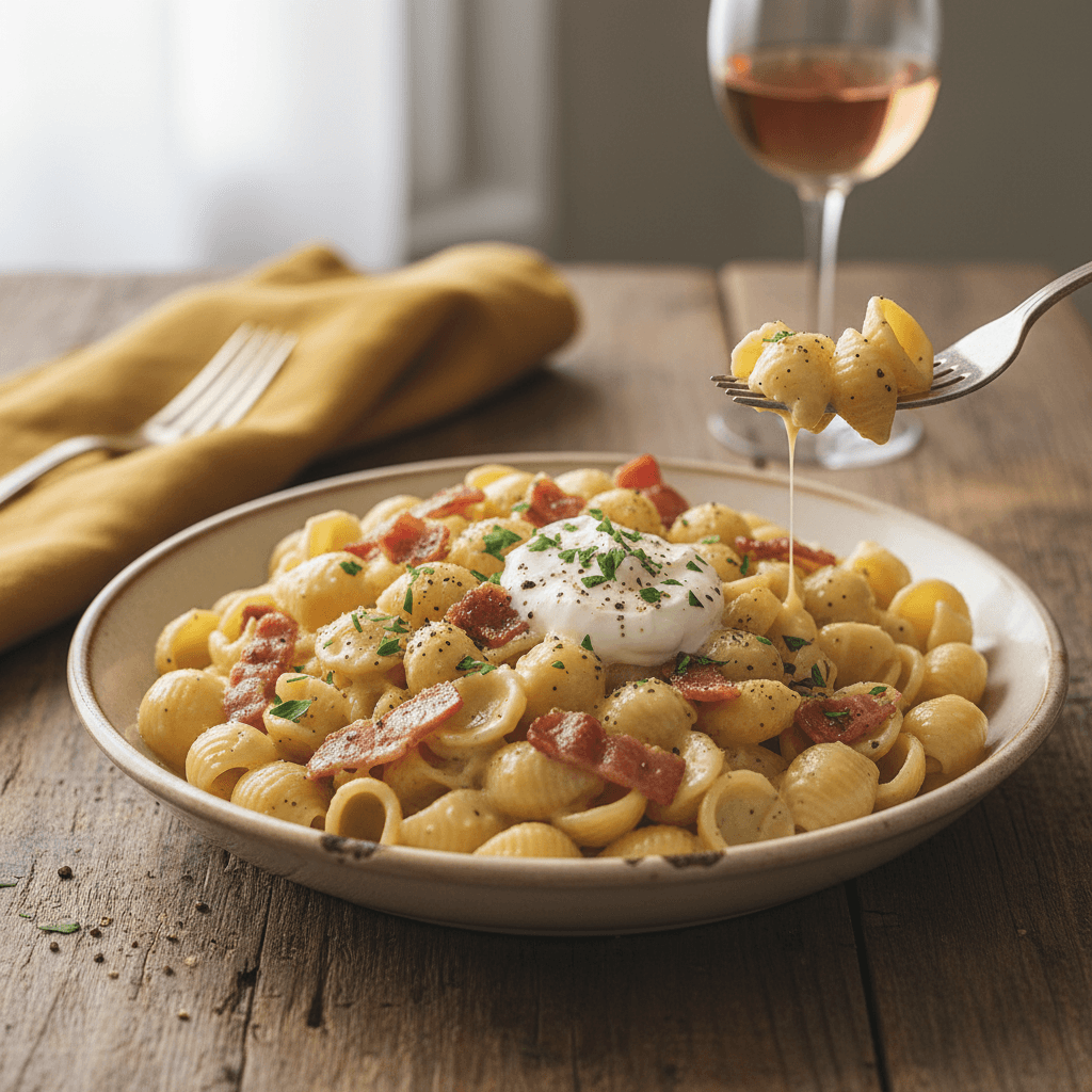 Vereinfachte Carbonara-Pasta