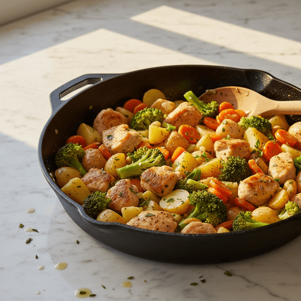 Sauté de Poulet aux Légumes à la Poêle