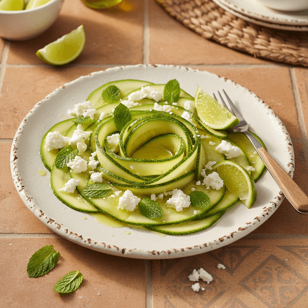 Carpaccio de courgettes à la feta et menthe
