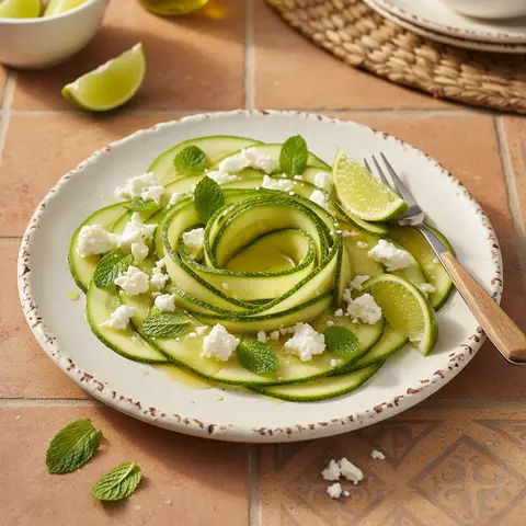 Carpaccio de courgettes à la feta et menthe