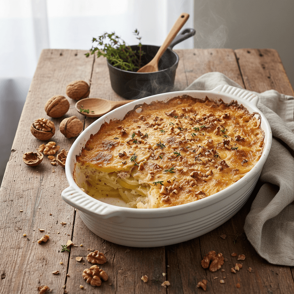 Potato and Walnut Gratin