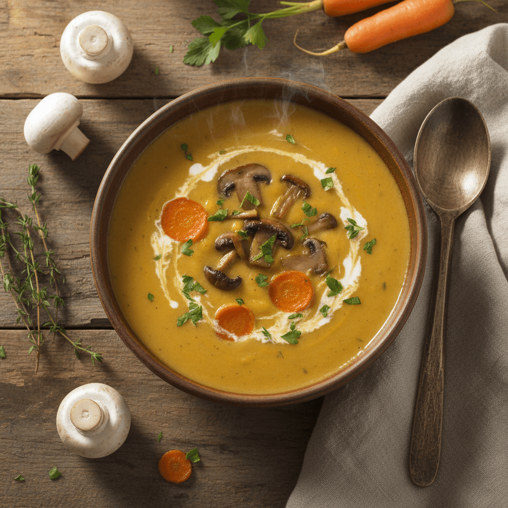 Soupe de carottes et champignons