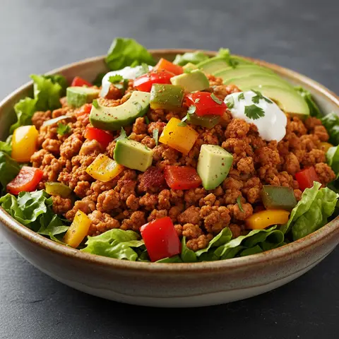 Bowl tex-mex de dinde aux poivrons tricolores