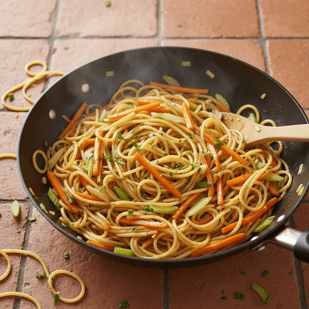 Wok Express aux Spaghettis et Légumes Croquants