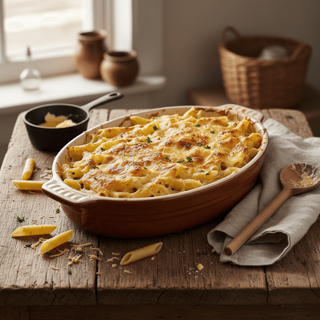 Vegetarischer Penne-Auflauf