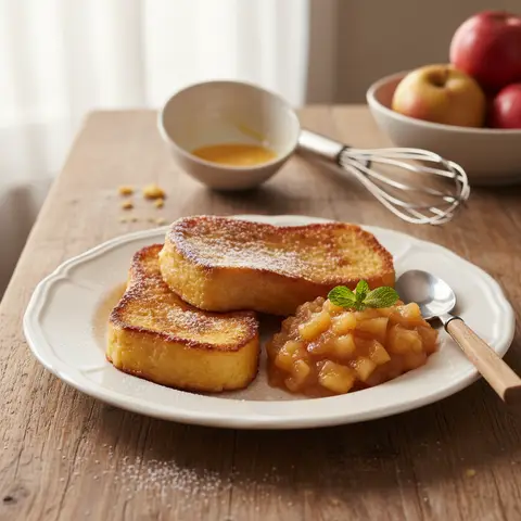 Pain de Mie Perdu Sucré avec Compote de Pommes