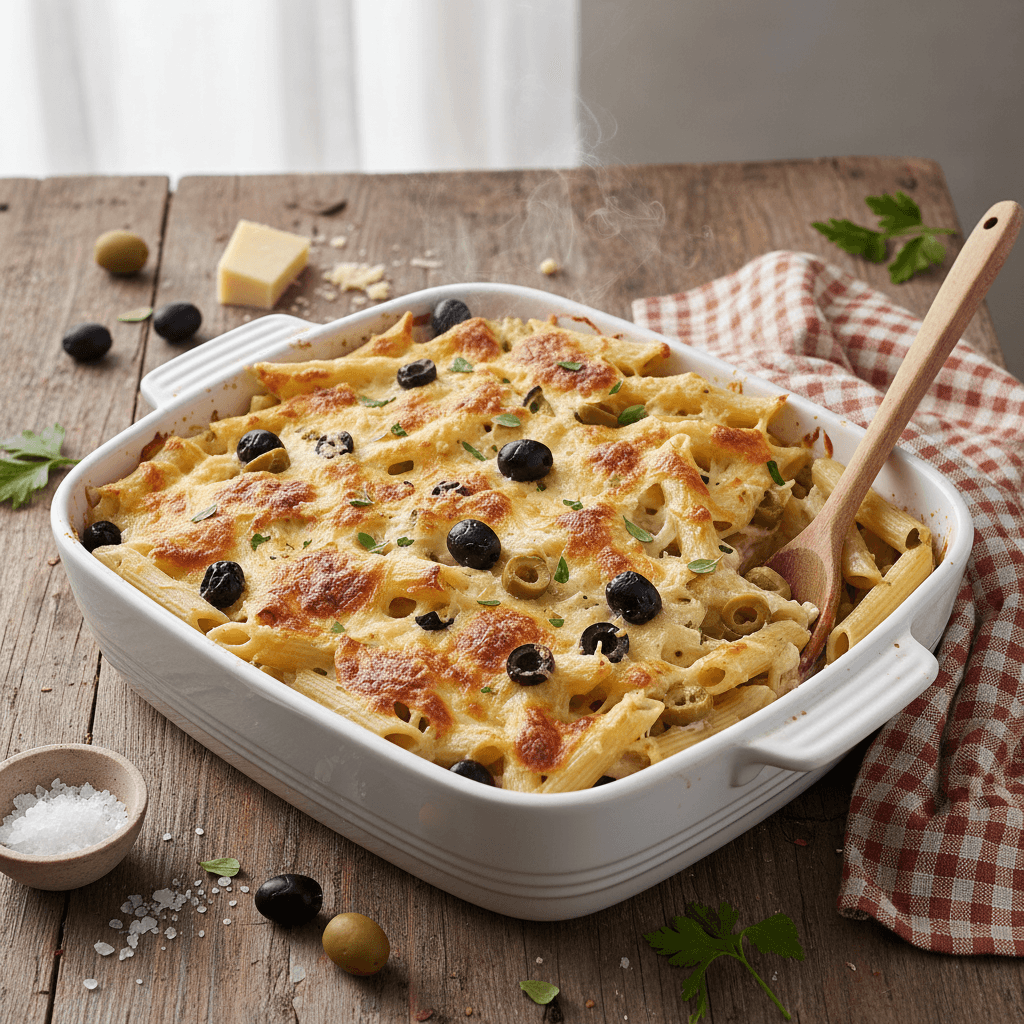 Creamy Penne with Olives and Gruyère