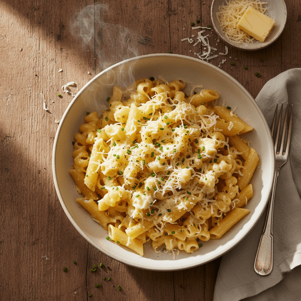 Nudeln mit Gruyère und Butter