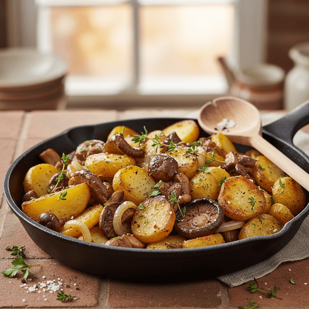 Poêlée de pommes de terre et champignons