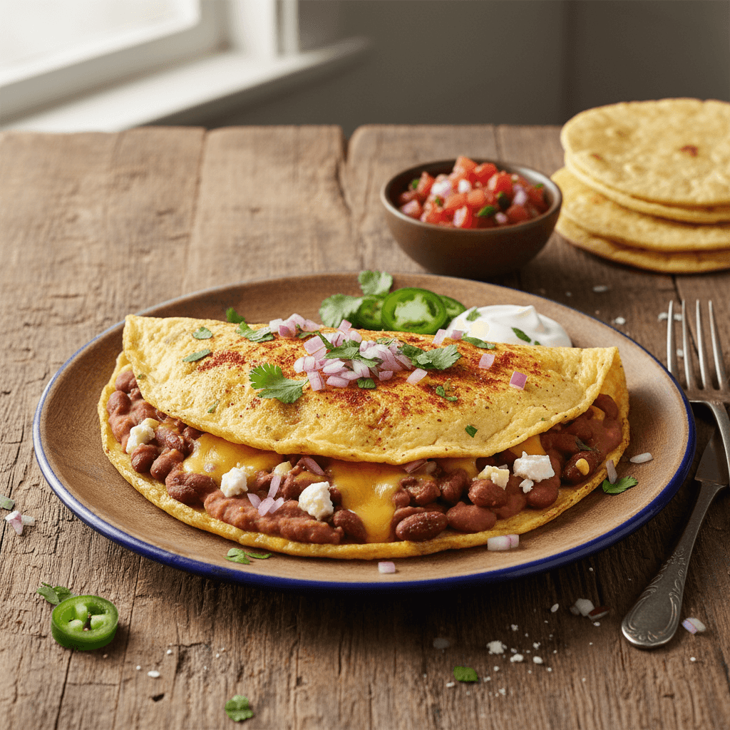 Mexican-Style Omelette with Beans and Cheese