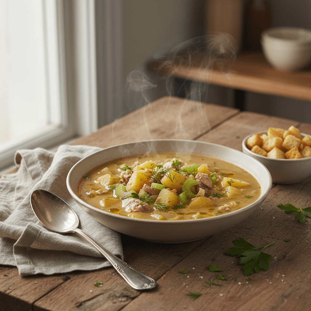 Potato, Celery and Tuna Soup