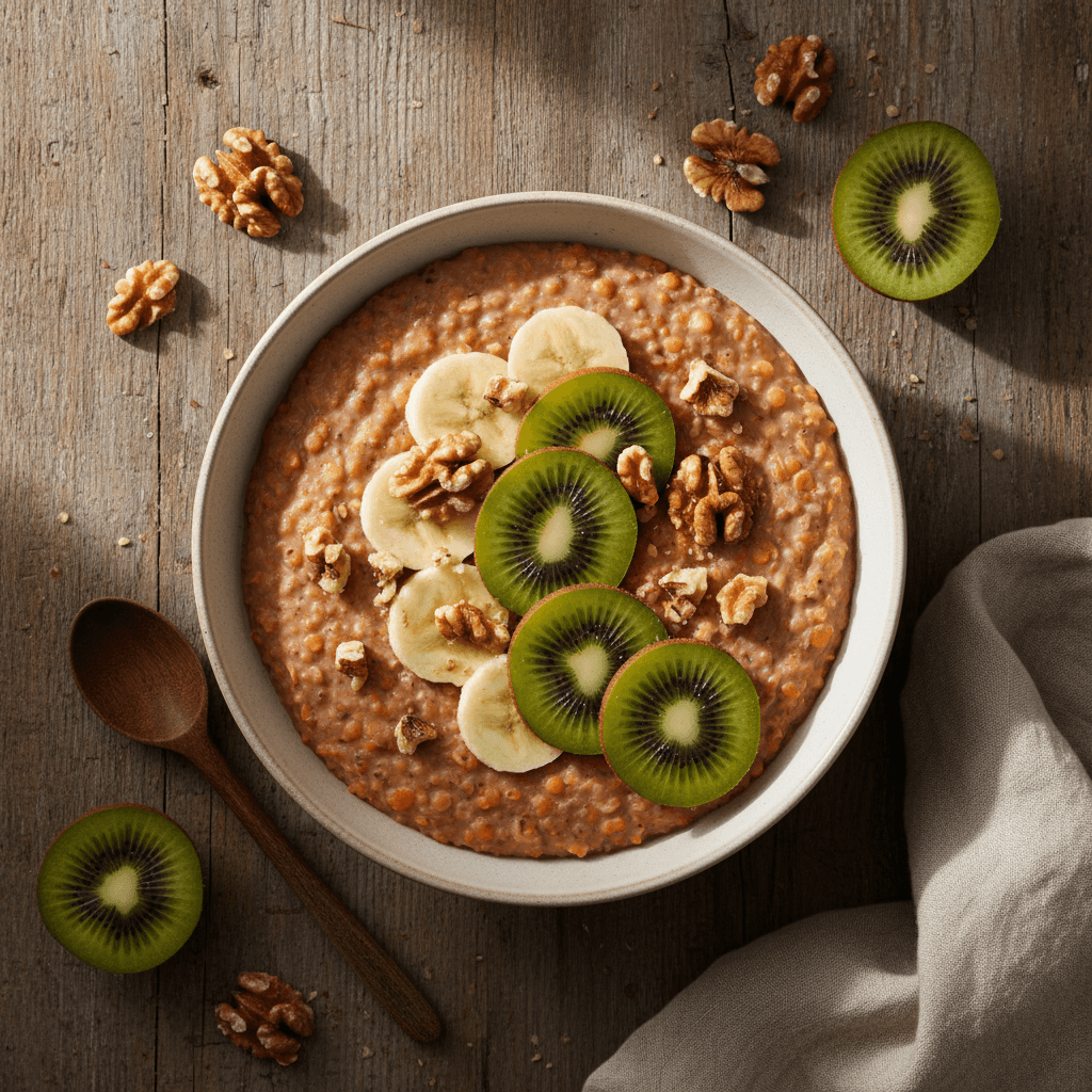 Porridge Banane-Noix avec Kiwi Frais