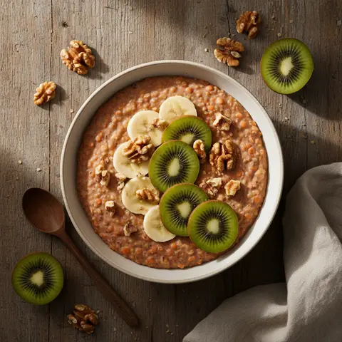 Porridge Banane-Noix avec Kiwi Frais
