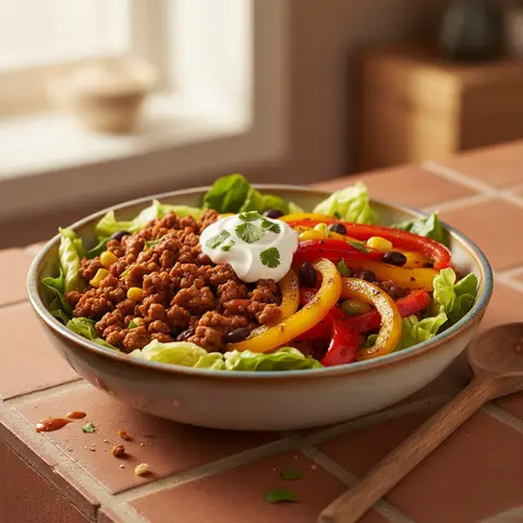 Bowl tex-mex au boeuf et poivrons