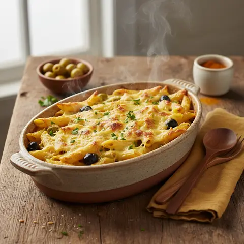 Penne aux Olives et Curry