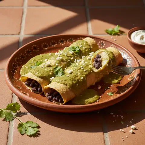 Enchiladas Verdes aux Haricots