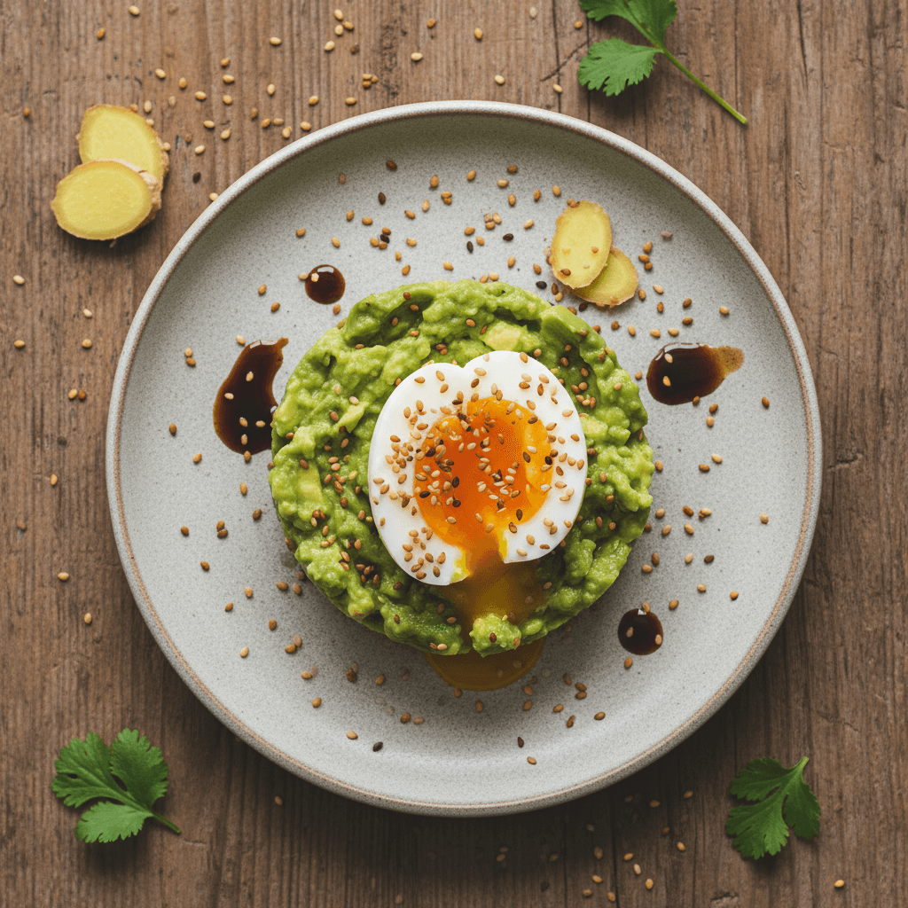 Tartare d'avocat et œuf mollet au sésame