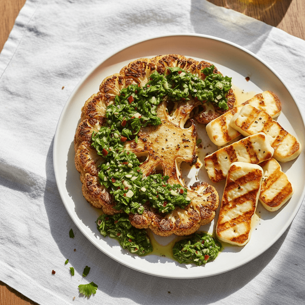 Steak de chou-fleur rôti, chimichurri