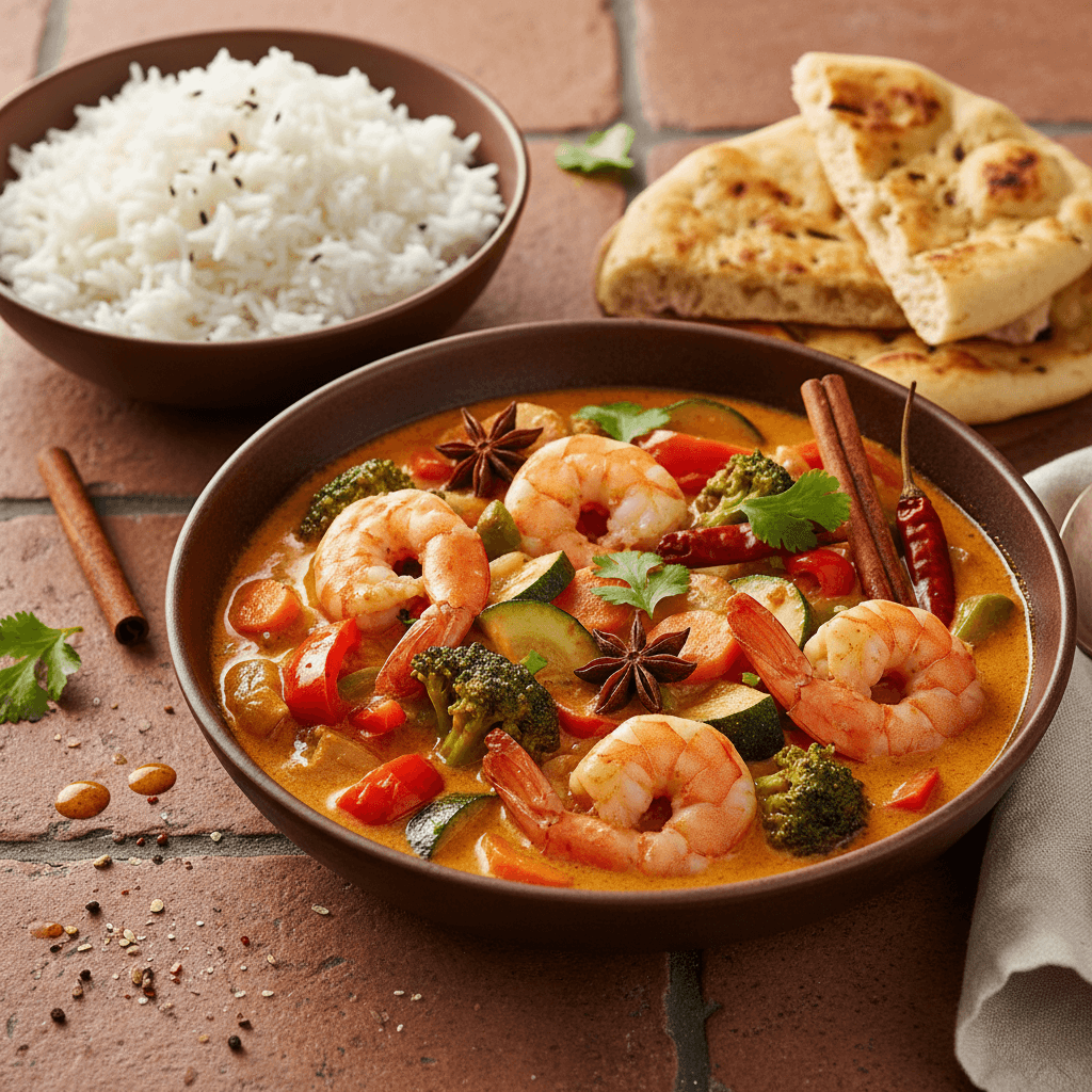 Curry de Crevettes et Légumes