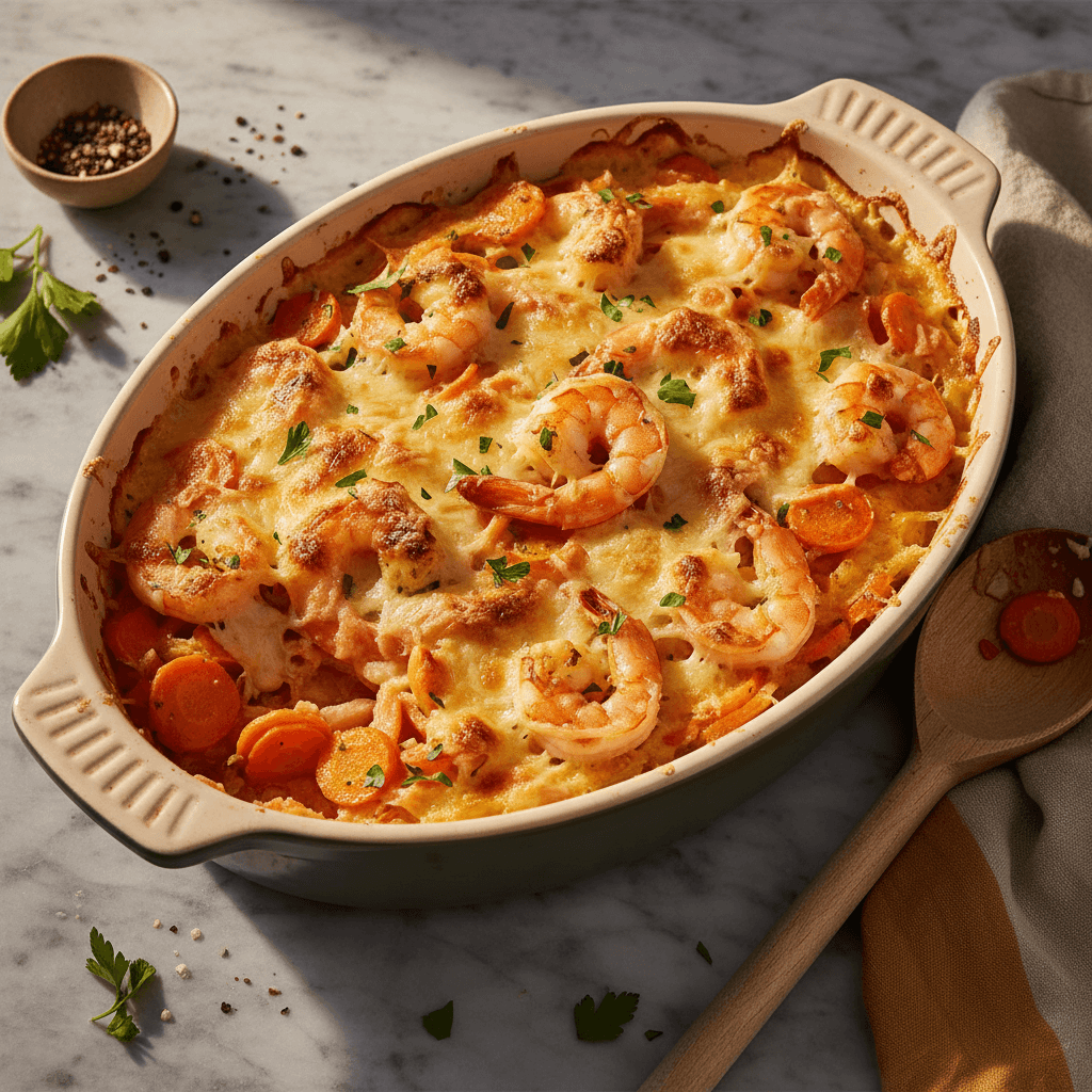 Gratin de Crevettes et Carottes