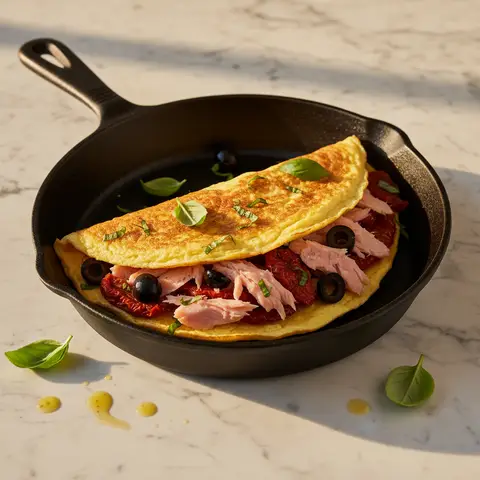 Omelette méditerranéenne à la truite fumée