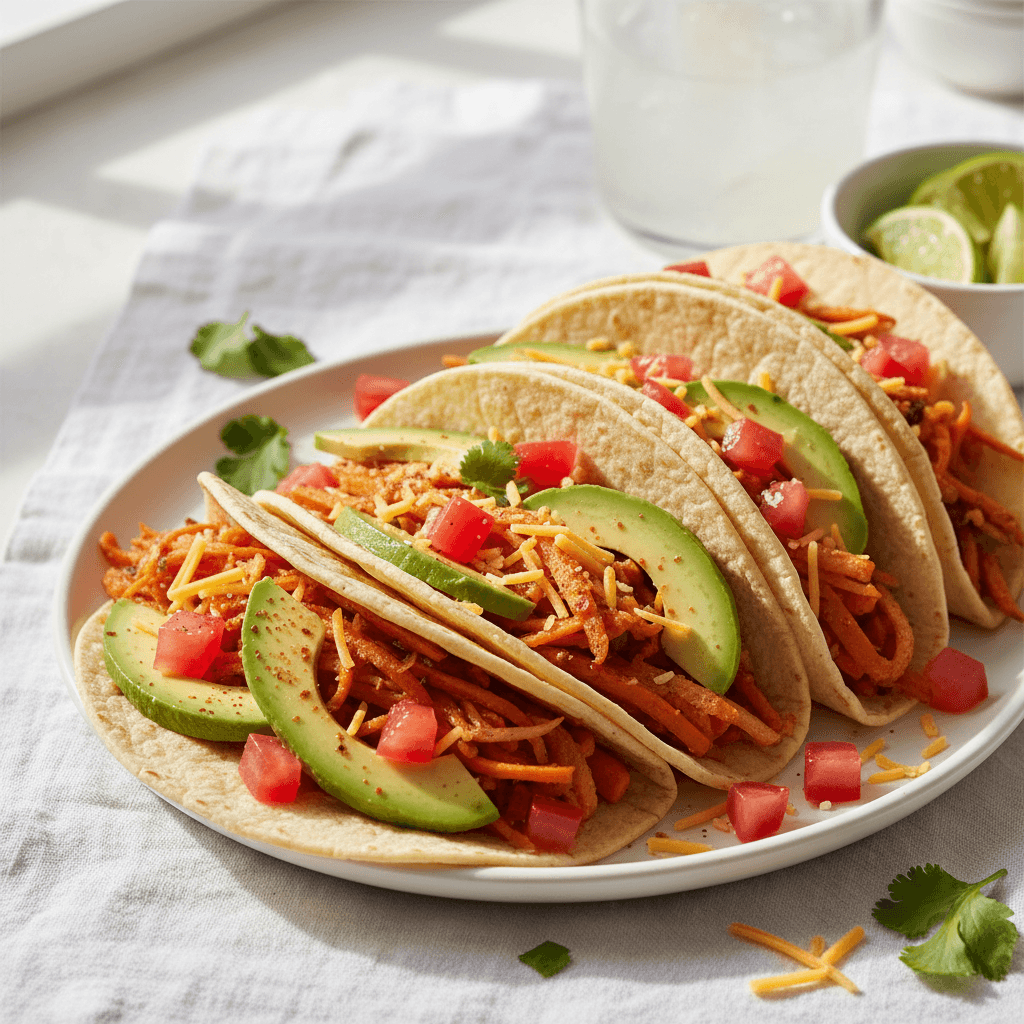 Tacos Végétariens Épicés avec Carottes et Avocats