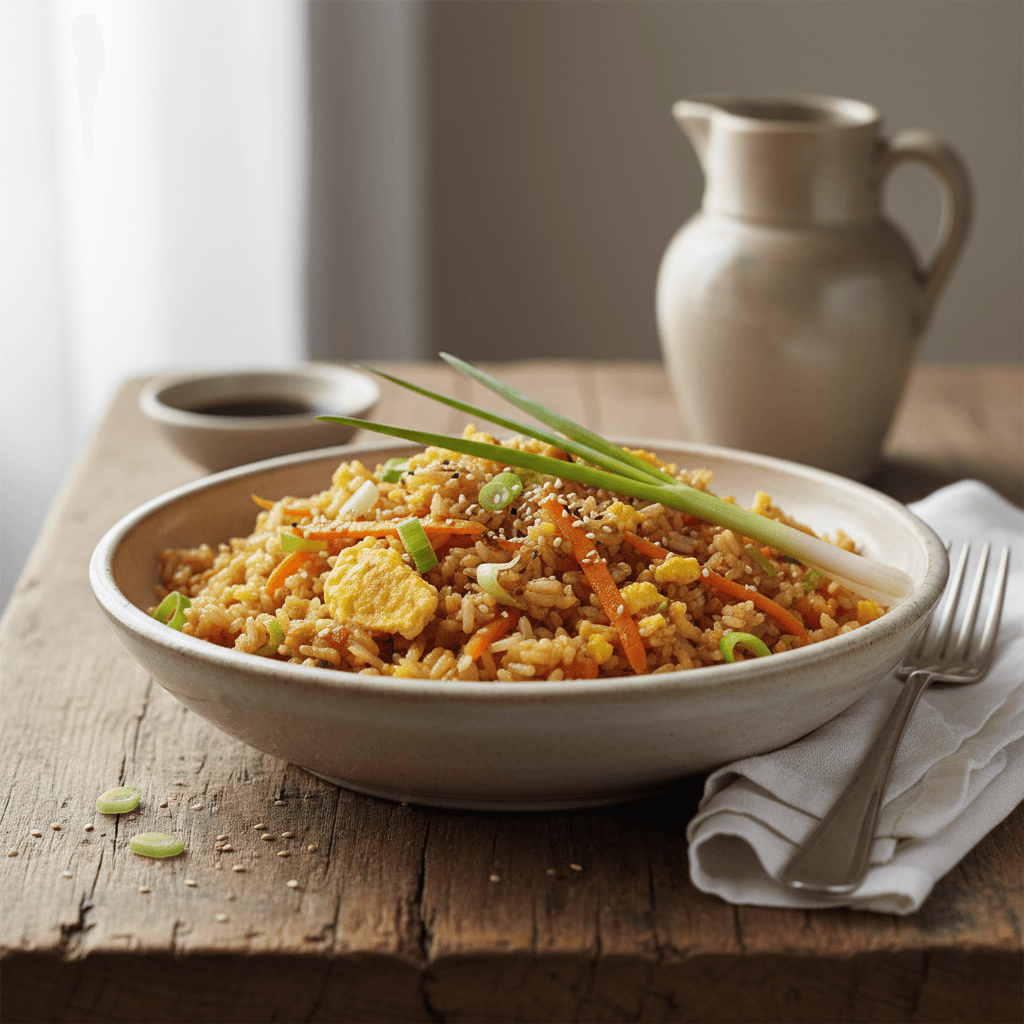 Gebratener Reis mit Gemüse und Ei