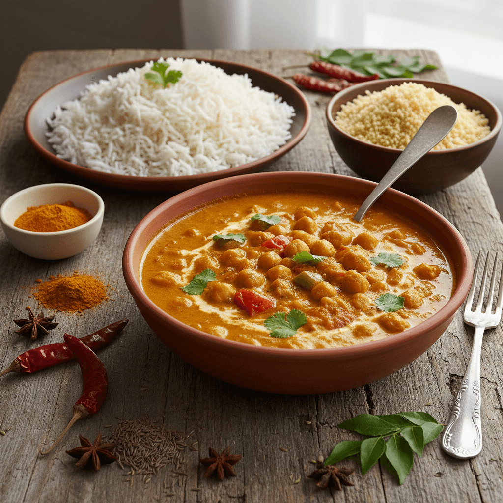 Vegetarian Indian Curry with Chickpeas and Tomatoes