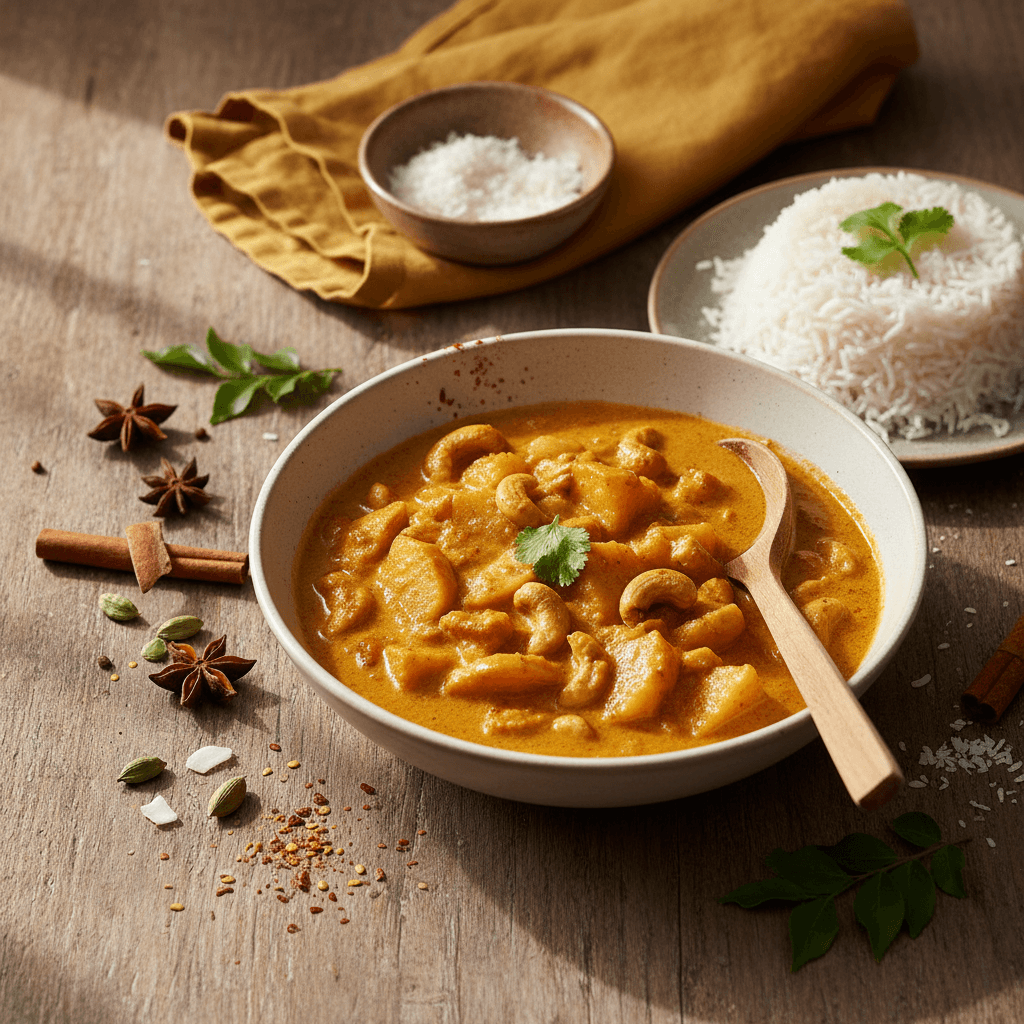 Apple Curry with Cashews and Coconut Milk