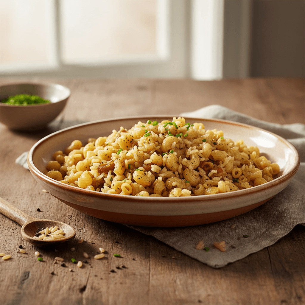 Simple Stir-Fried Rice and Pasta with Oil