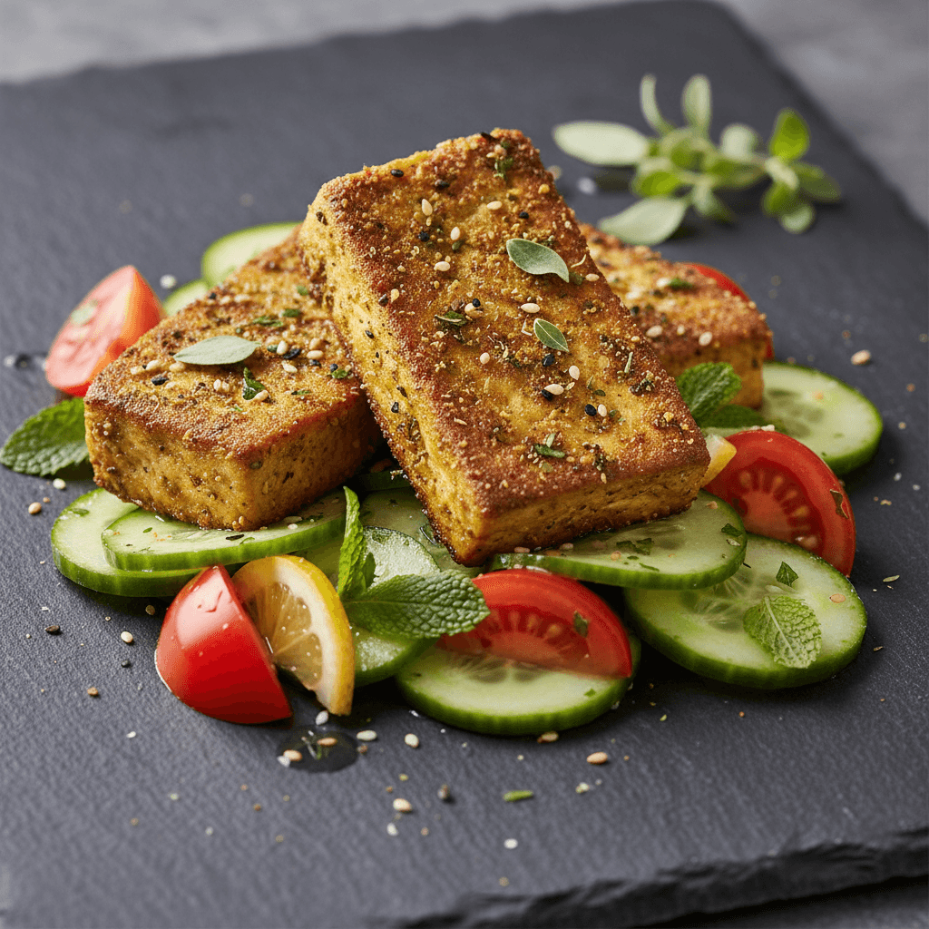 Tofu grillé au zaatar et salade de concombre