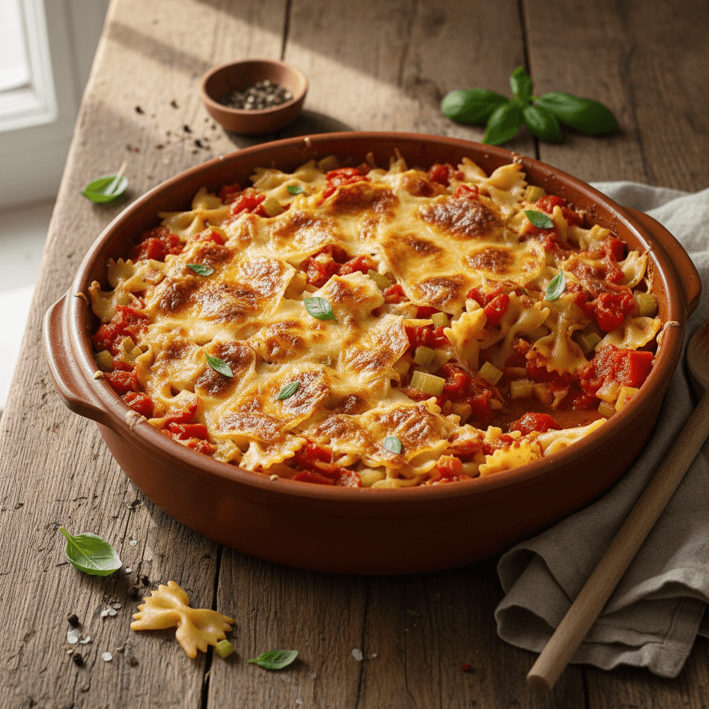 Pasta and Tomato Gratin with Gruyère