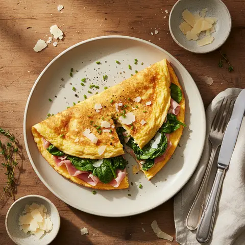 Omelette Épinards, Jambon et Parmesan