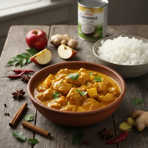 Curry de poulet aux pommes et riz