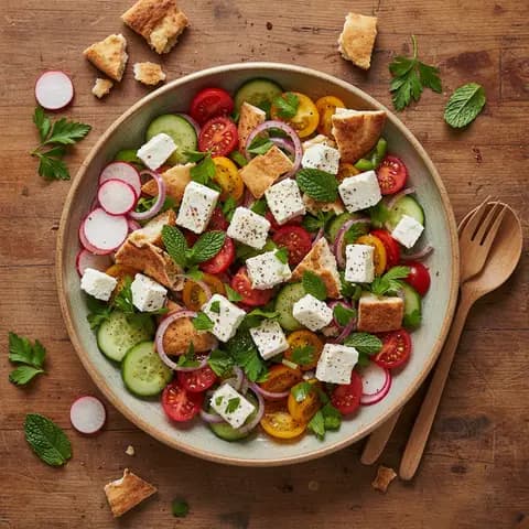 Salade libanaise à la feta et aux herbes fraîches