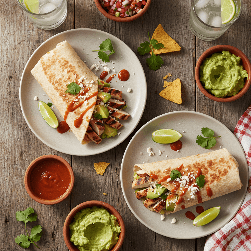 Mexikanische Wraps mit gegrilltem Huhn