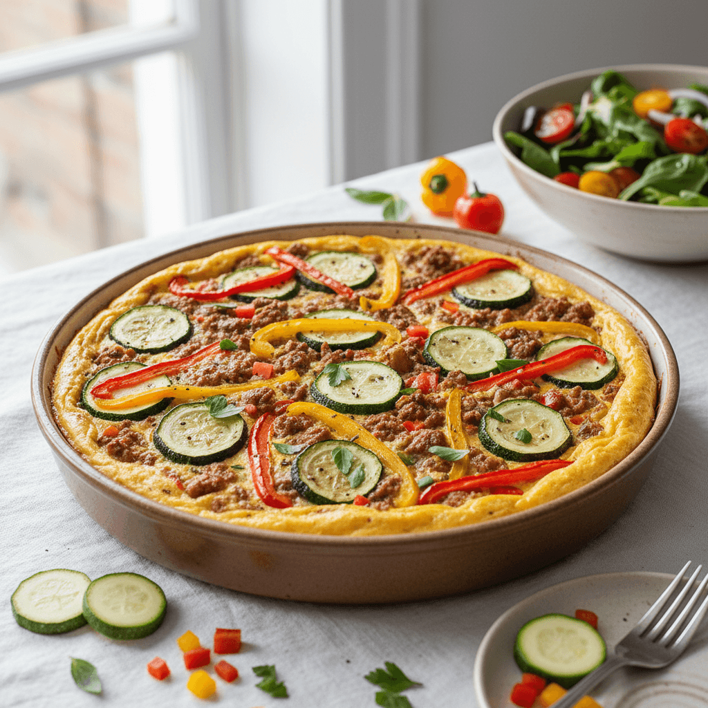 Frittata de dinde aux poivrons et courgettes