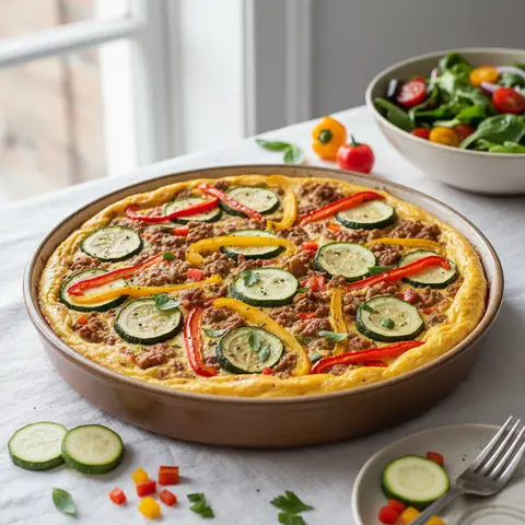 Frittata de dinde aux poivrons et courgettes