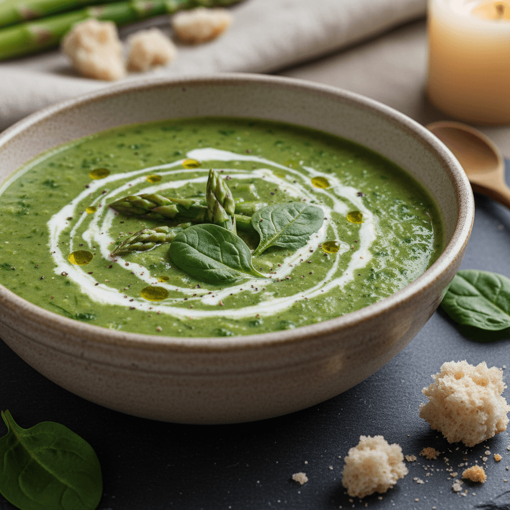 Soupe crémeuse asperges et épinards