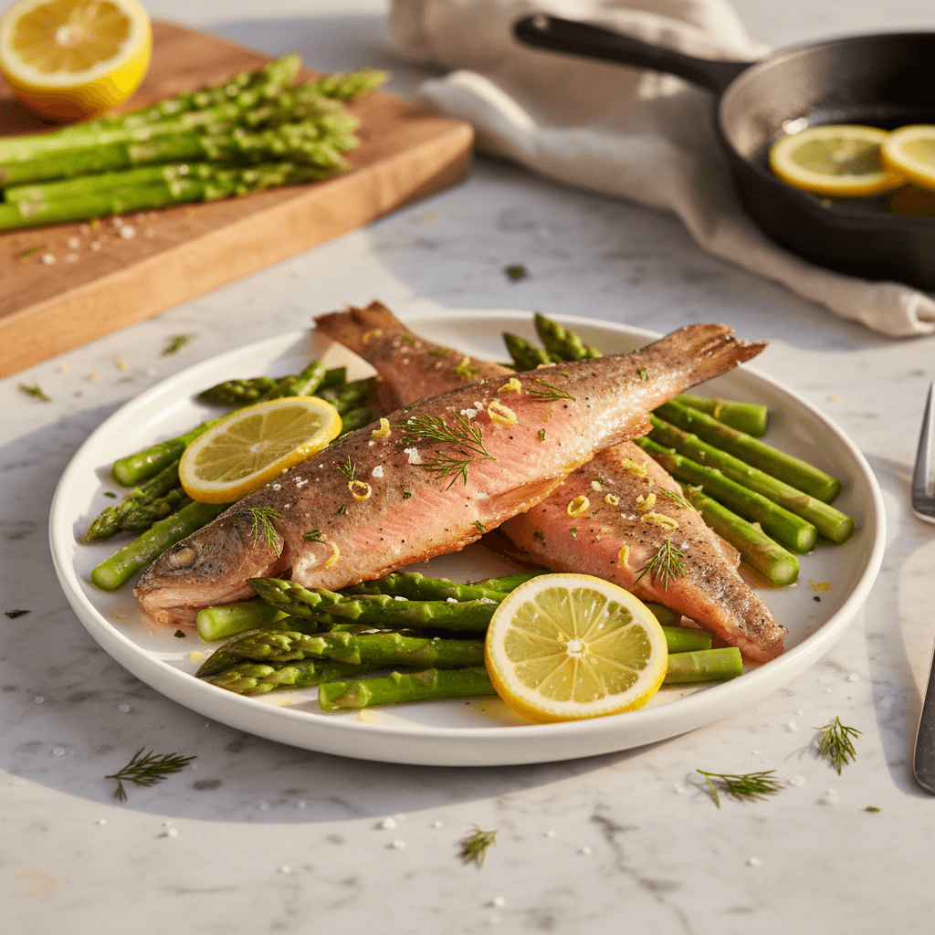 Poêlée de truite aux asperges et citron