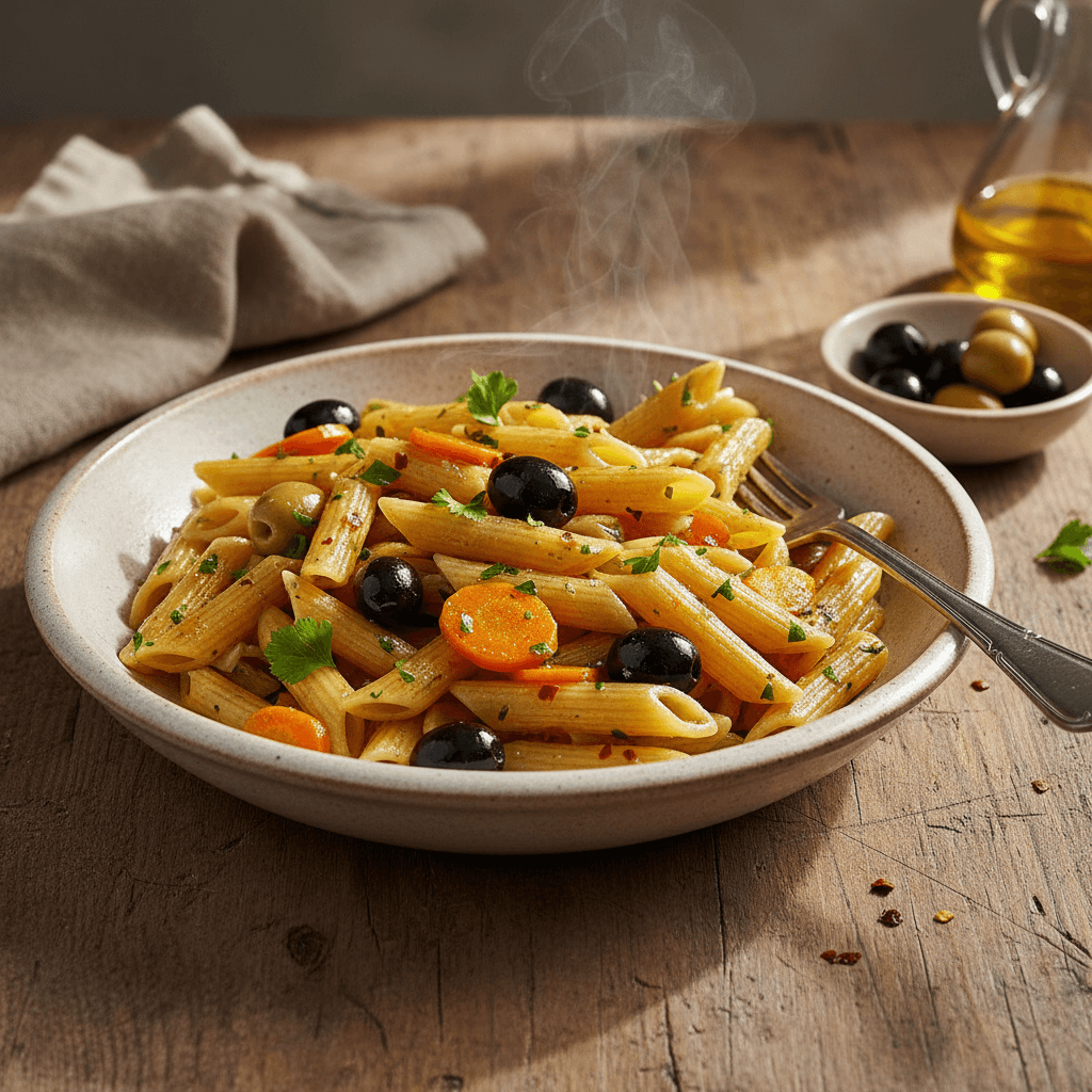 Penne aux Olives et Carottes