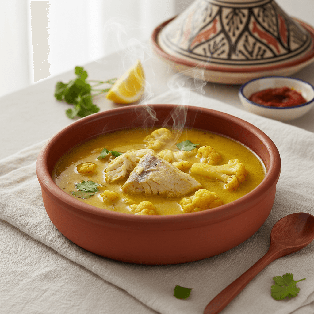 Soupe marocaine au poisson et chou-fleur