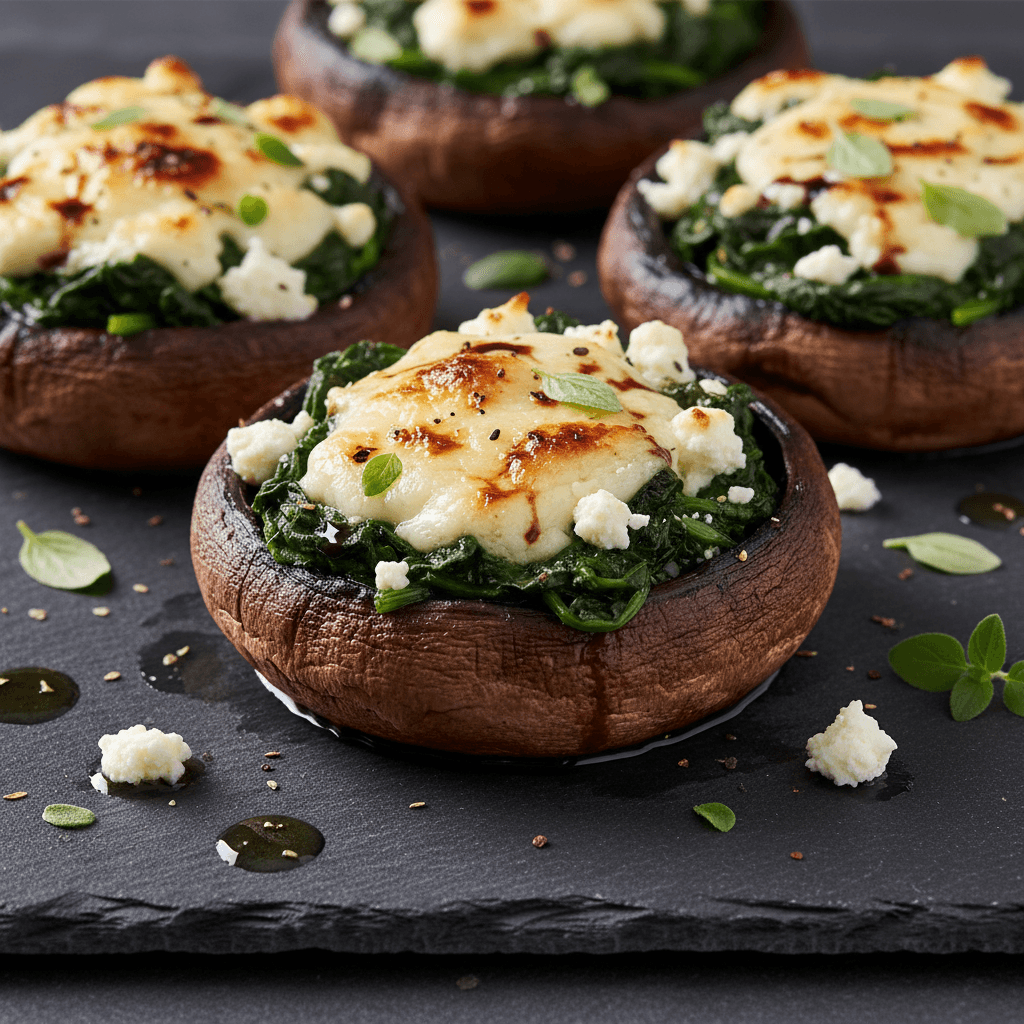 Portobello grillé farci aux épinards et feta