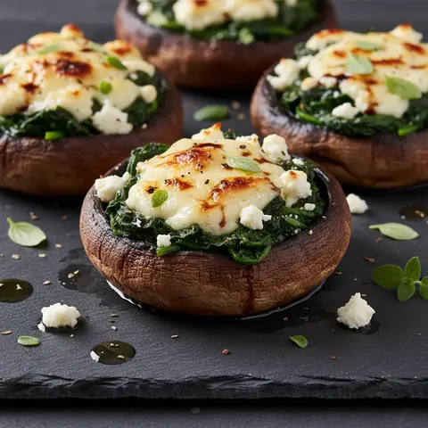 Portobello grillé farci aux épinards et feta