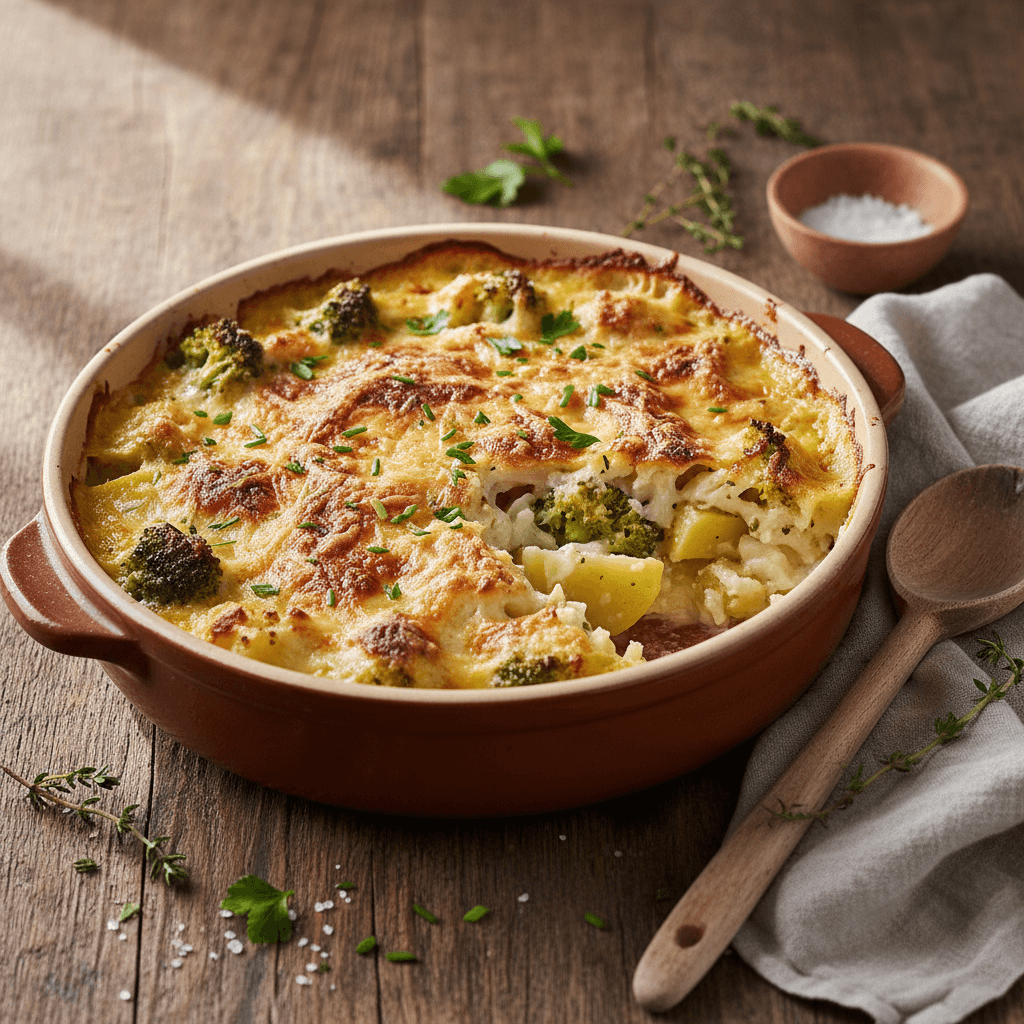 Gratin de Chou-fleur et Brocoli aux Pommes de Terre
