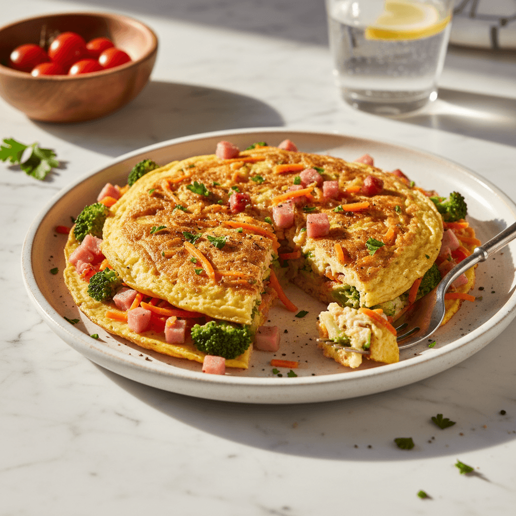 Omelette Jambon-Carottes-Brocoli