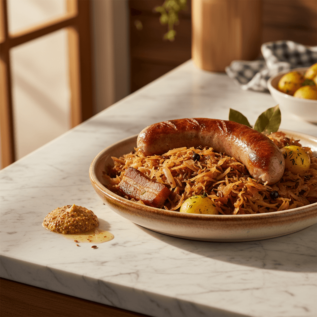 Knackwurst et Choucroute à l'Allemande