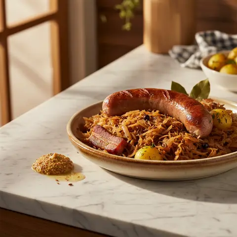 Knackwurst et Choucroute à l'Allemande