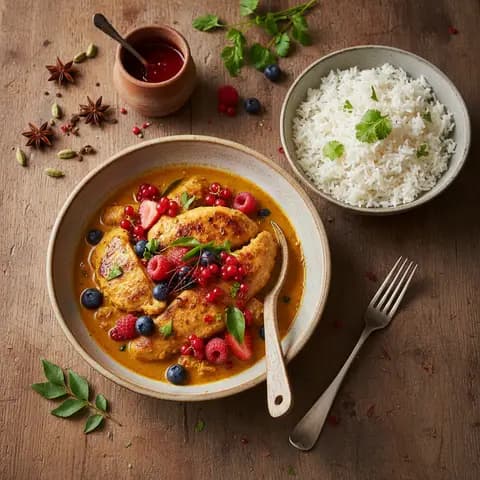 Curry de Poulet aux Fruits Rouges