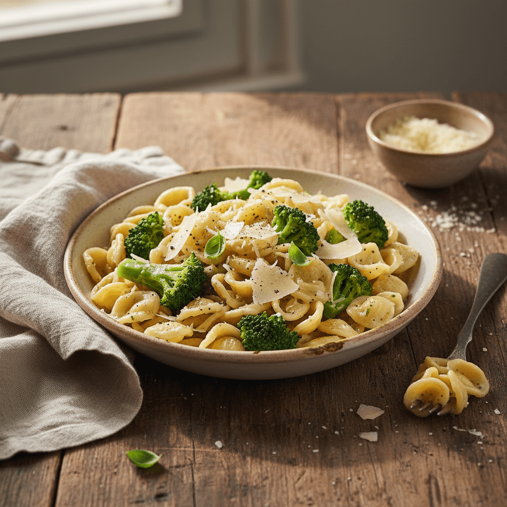 Nudeln mit Parmesan und Brokkoli